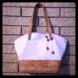 Palm leaf bottom tote